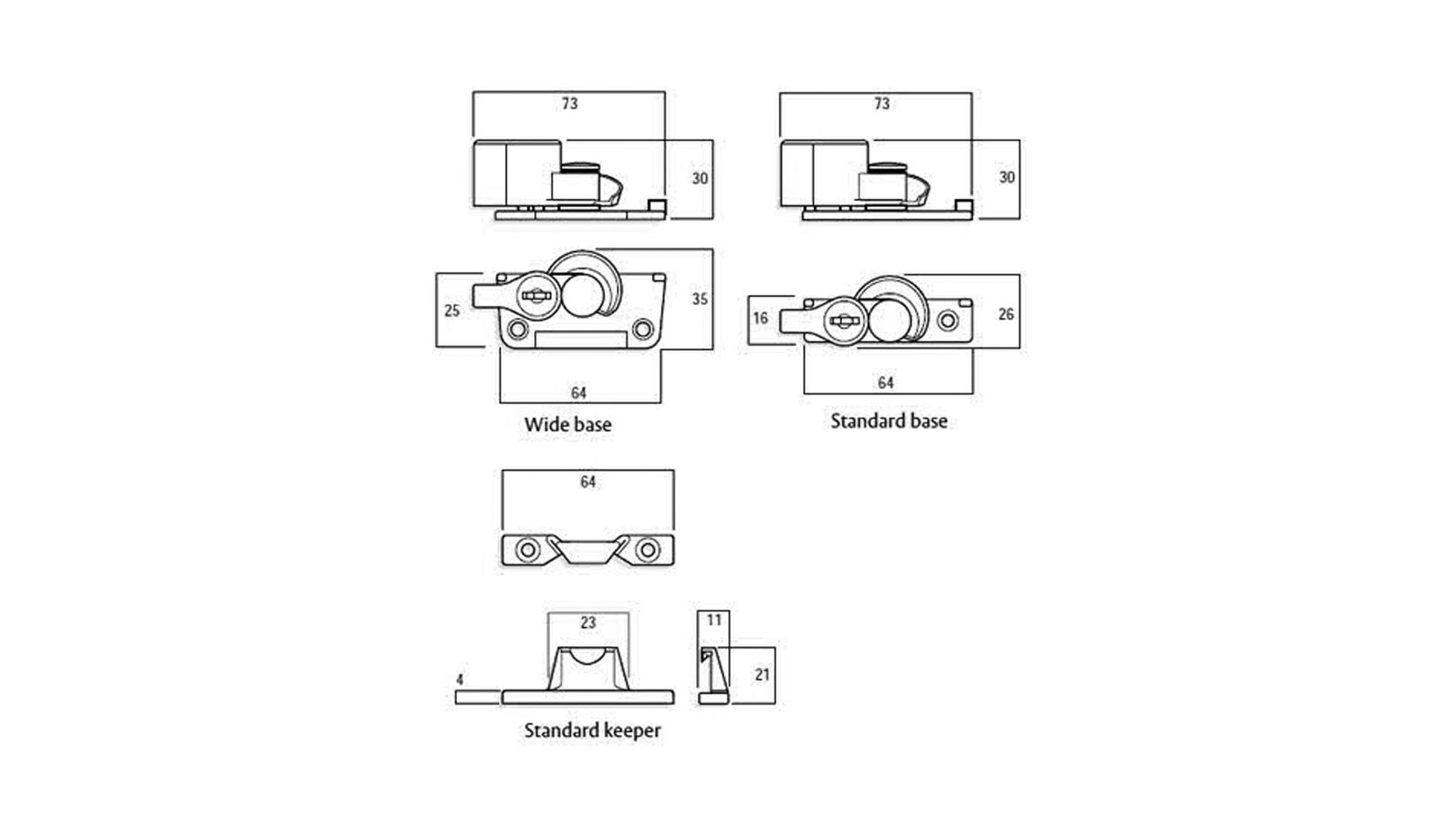 5-278 Wide Base Whitco Double Hung Lock - Rollerco For Sliding Door, Windows &Amp; Shower Replacement Parts, Rollers &Amp; Accessories. Rollerco: 40 Years Strong! 5 2780 Measurements - Rollerco Australia'S Biggest Range Of Sliding Door, Windows &Amp; Shower Replacement Parts, Rollers &Amp; Accessories. Rollerco: 40 Years Strong!